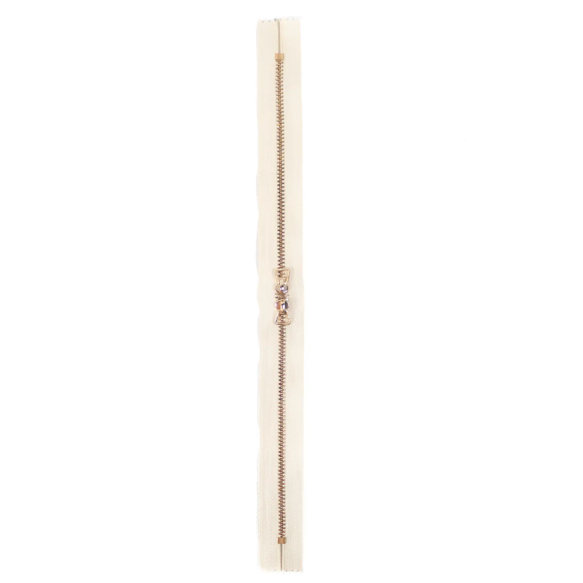 Fermeture à glissière métal - Double curseur - Non séparable - Écru et doré - 30 cm - Image 3