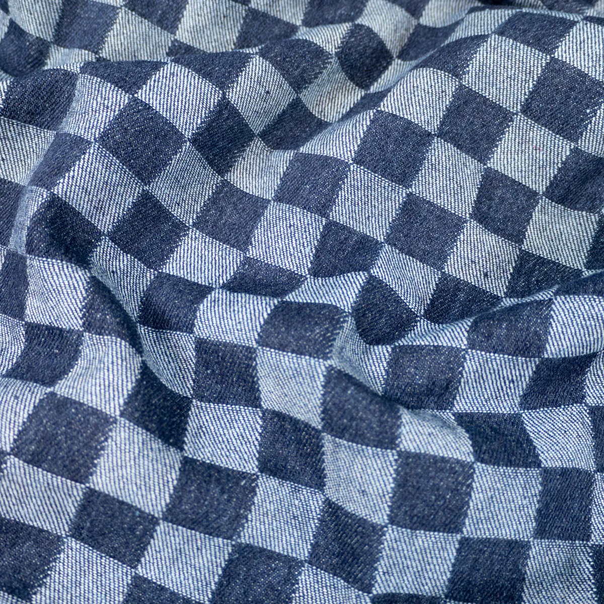 Tissu denim jacquard - Damier - Bleu jean bicolore - Image 7