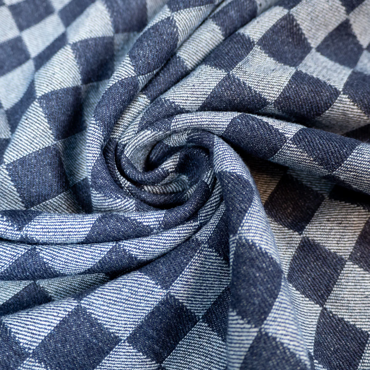Tissu denim jacquard - Damier - Bleu jean bicolore - Image 8