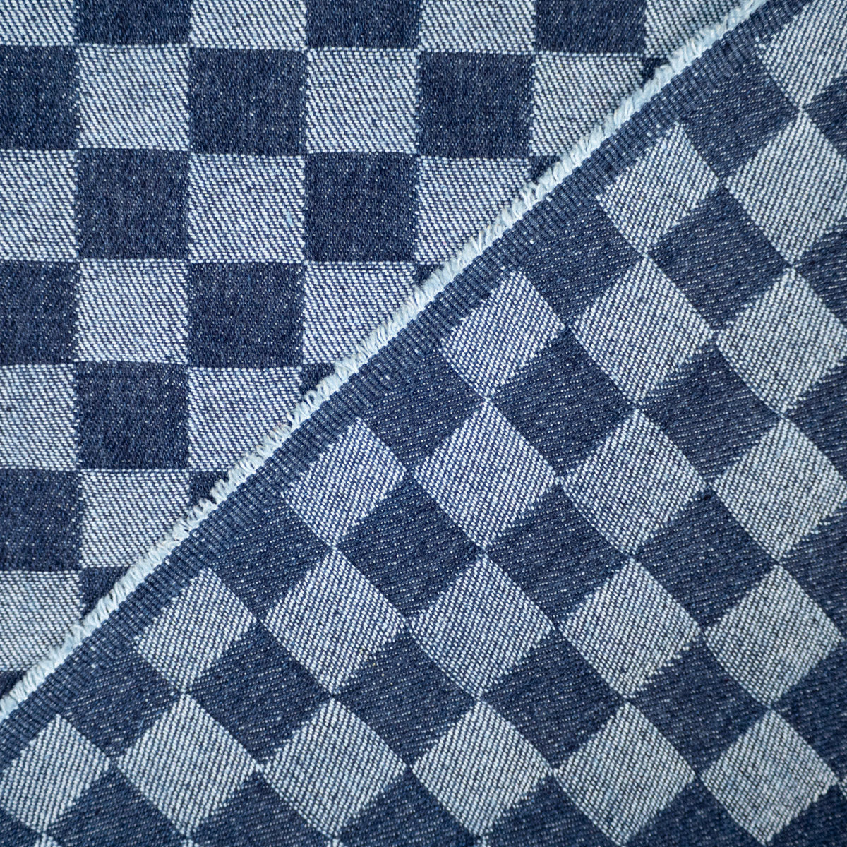 Tissu denim jacquard - Damier - Bleu jean bicolore - Image 9