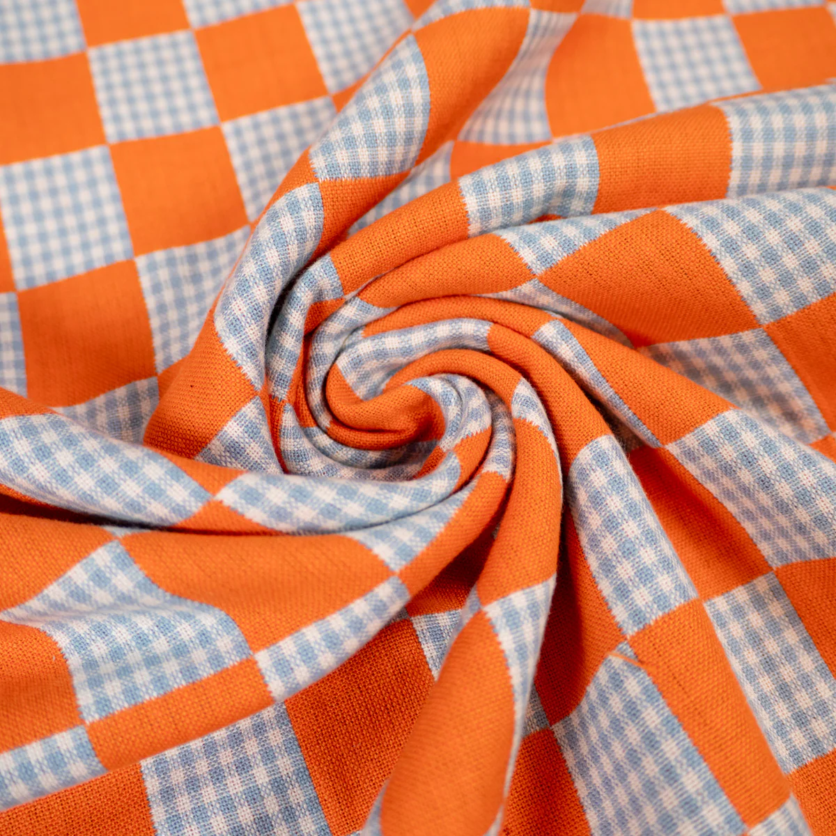 Tissu double étoffe - Fableism® - Checkmate Casepack - Orange et bleu - Image 3