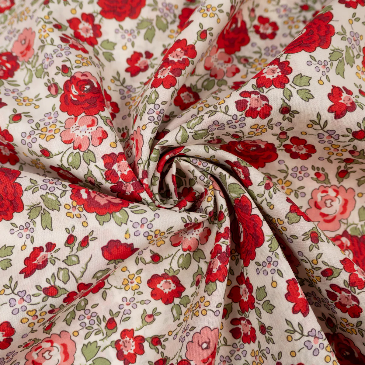 Tissu Liberty Tana Lawn  - Felicité - Rouge - Image 4