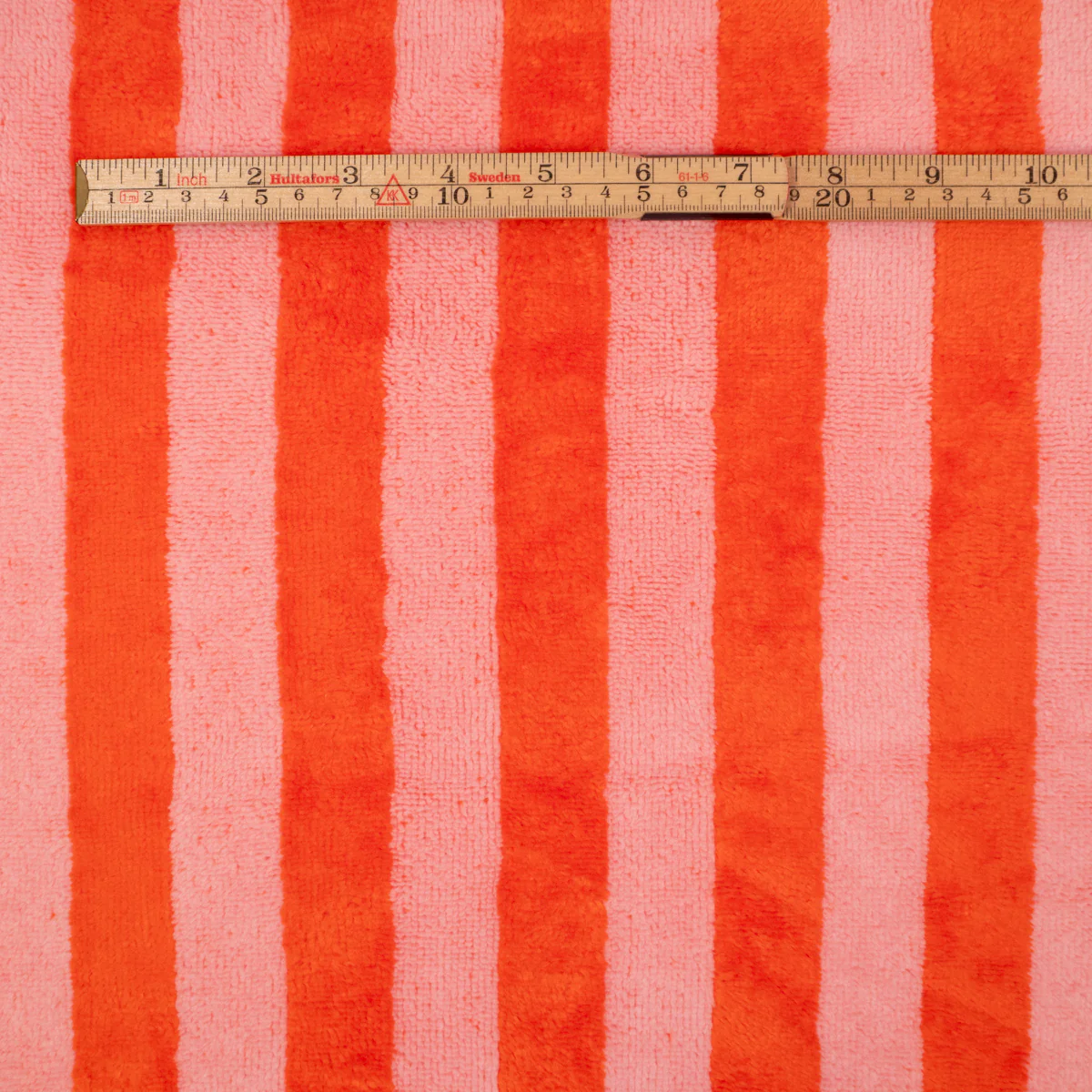 Tissu micro éponge Bambou - Rayures - Rose et orange - Image 6