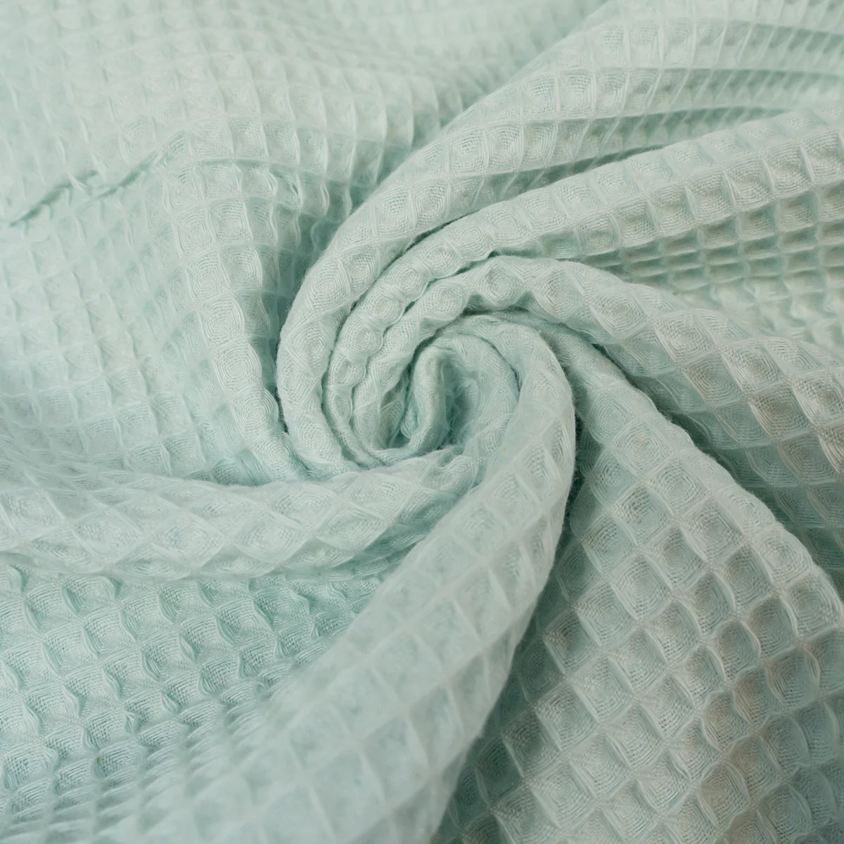 Tissu nid d'abeille tissé - Bleu celadon - Image 4