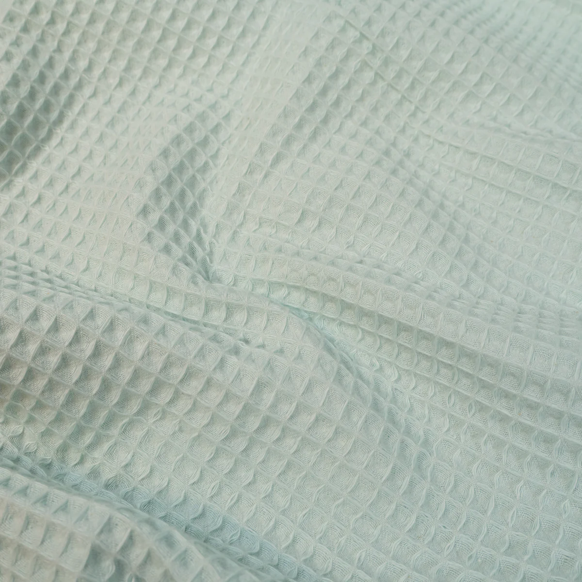 Tissu nid d'abeille tissé - Bleu celadon - Image 5