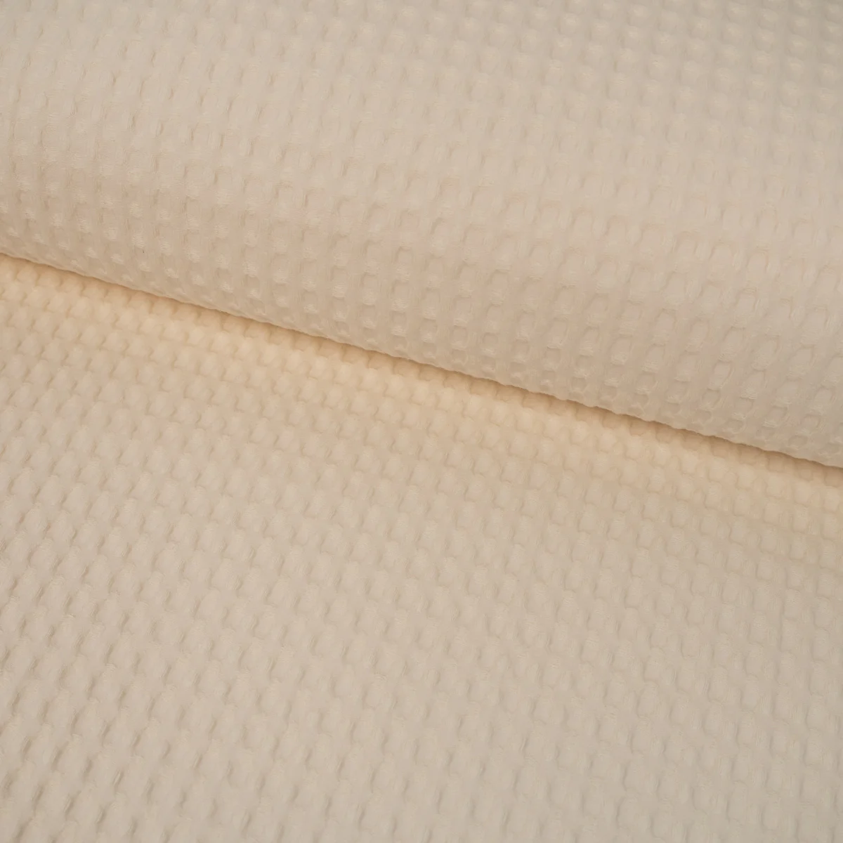 Tissu nid d'abeille tissé - Grands carreaux - Écru - Image 3
