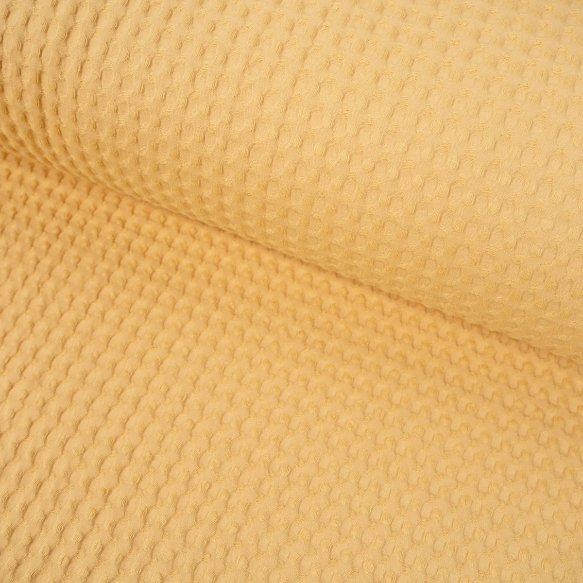 Tissu nid d'abeille tissé - Grands carreaux - Jaune pâle - Image 3