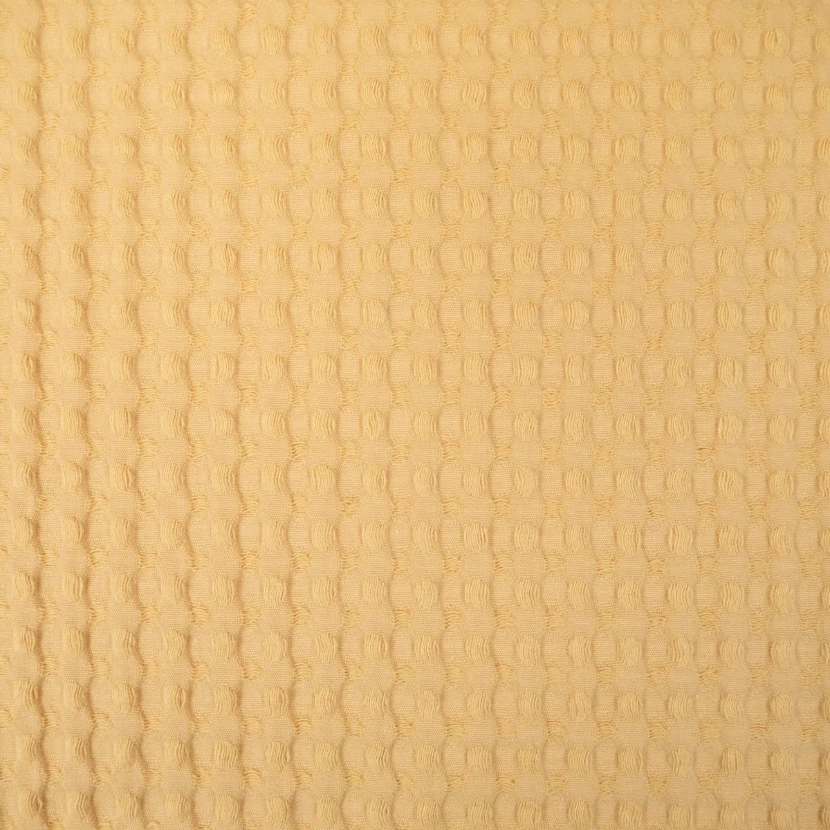 Tissu nid d'abeille tissé - Grands carreaux - Jaune pâle - Image 4