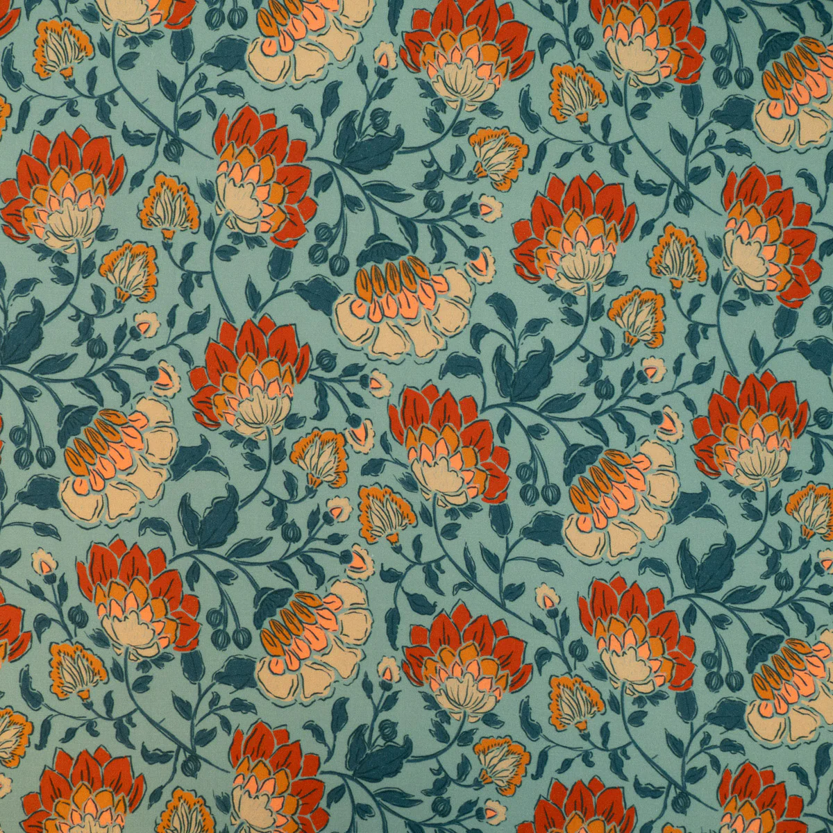 Tissu viscose - Ikatee® - Méditerranée - Bleu lagon - Image 3