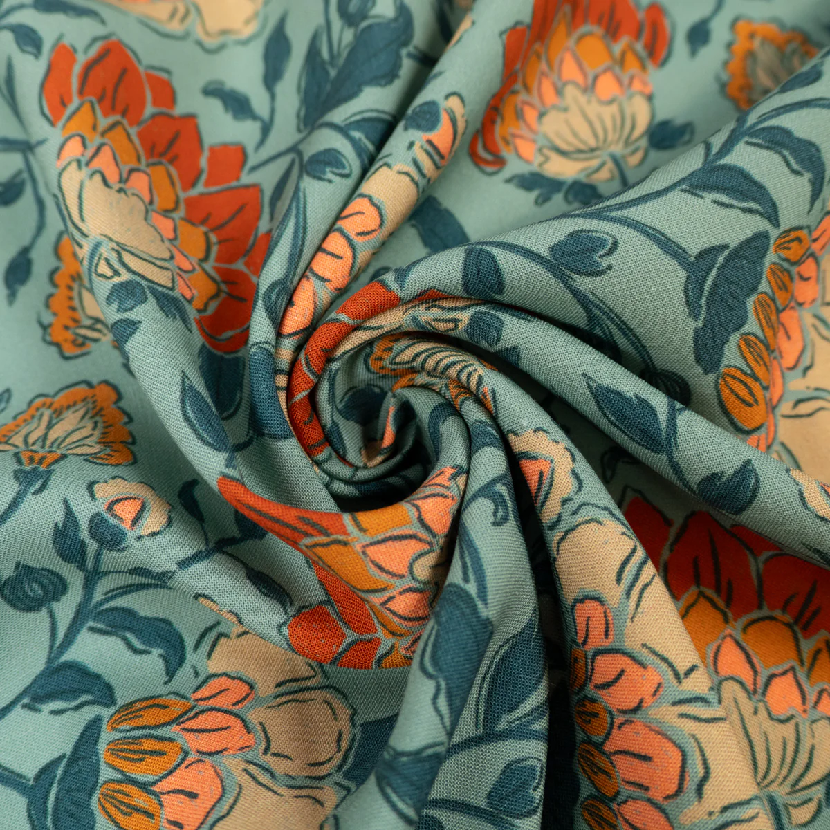 Tissu viscose - Ikatee® - Méditerranée - Bleu lagon - Image 4